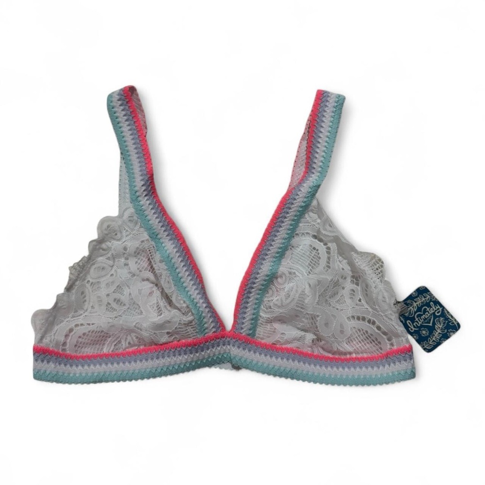 Free People Intimately Mika Lace Triangle Bralette in Optic White, NWT - Picture 3 of 6